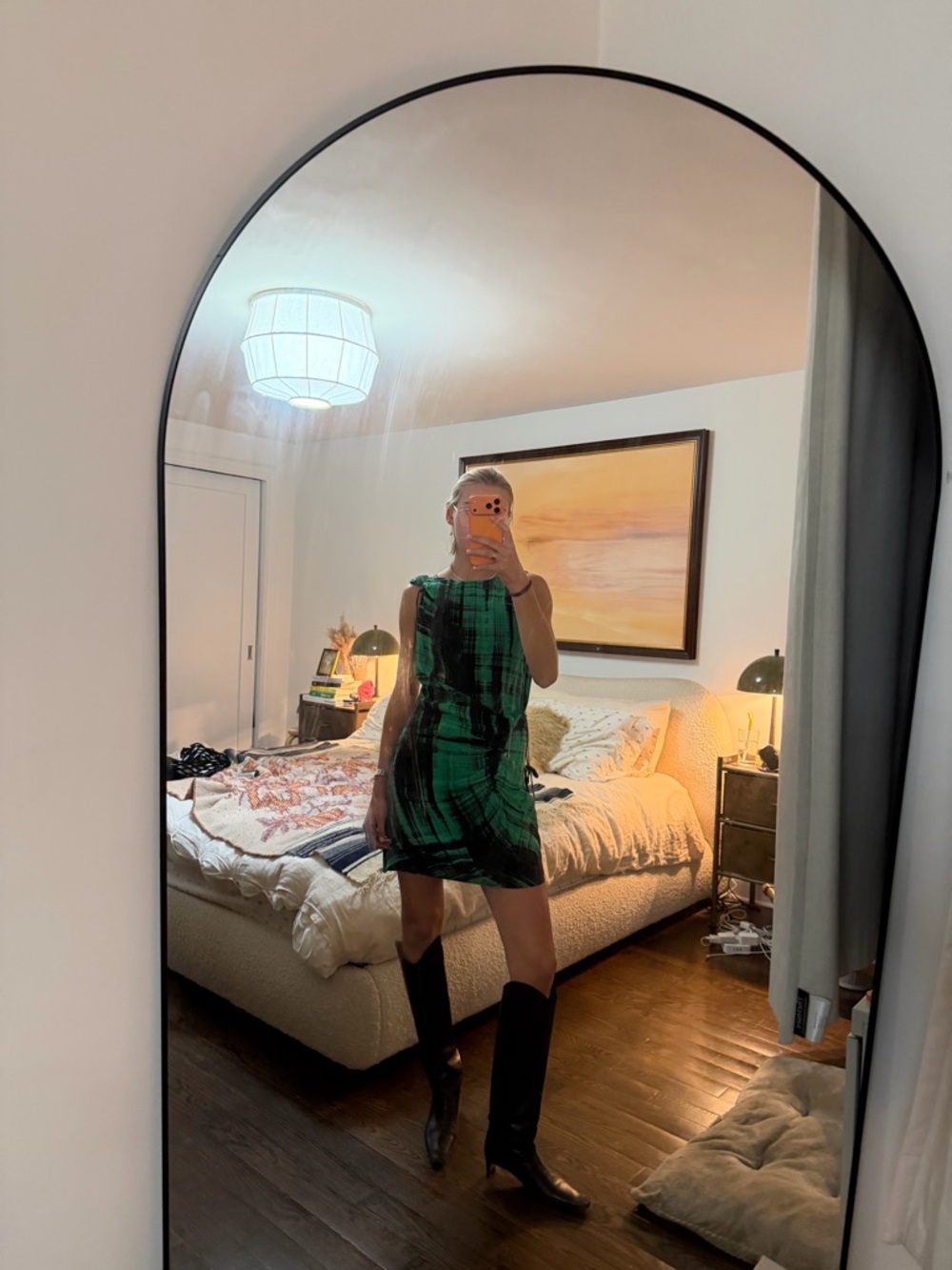 Thakoon Green and Black Plaid Sleeveless Mini Dress